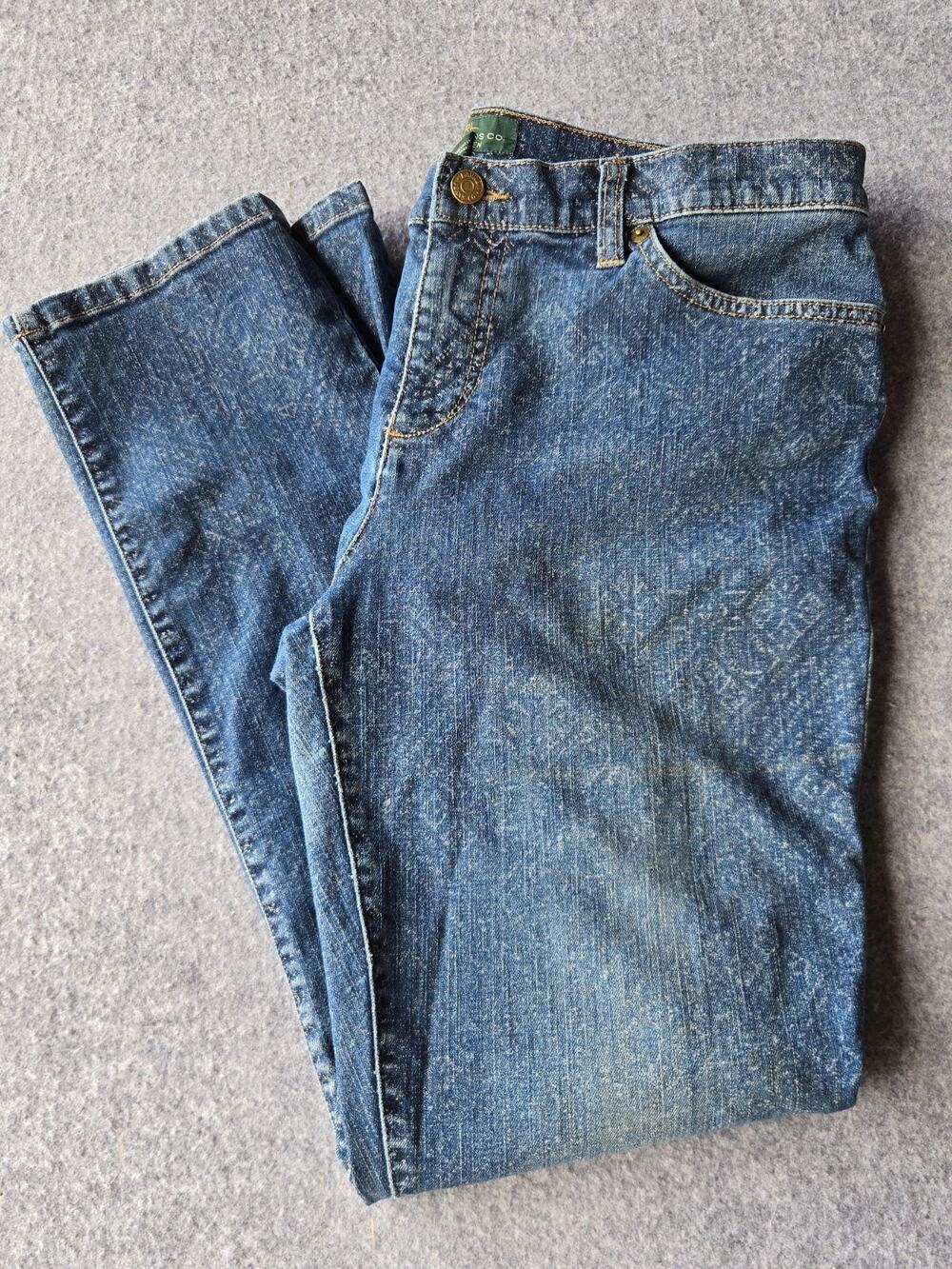 Ralph Lauren Women's Straight Leg Jeans Blue with Print Mid Rise Size 12 (34x29)